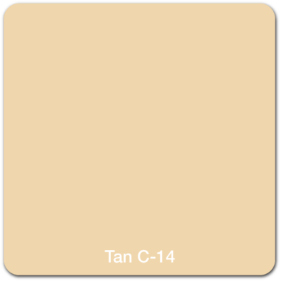 A color swatch labeled "Tan C-14" displays a light tan shade with rounded corners.