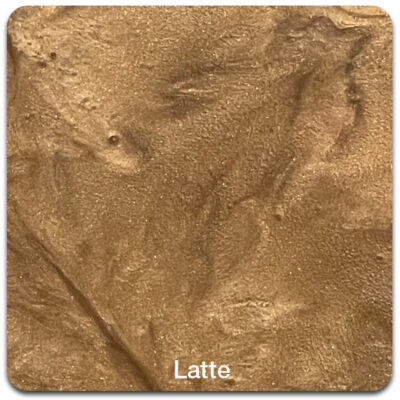 Close-up of a textured surface in a warm, brown shade labeled "Latte" at the bottom.